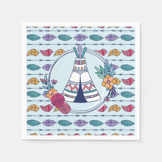 Niedlich Teepee Boho Tribal Serviette (Vorderseite)