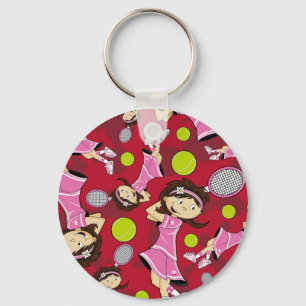 Niedlich Tennis Girl Schlüsselanhänger
