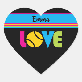 Niedlich Tennis LIEBE - individuelle Name Herz-Aufkleber