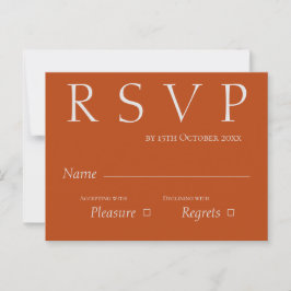 Niedlich Terracotta Rust and White Wedding RSVP Postkarte