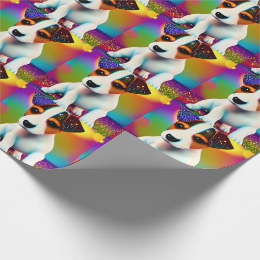 Niedlich Terrier Puppy Sparkle Nah-up Geschenkpapier (Ecke)