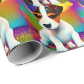 Niedlich Terrier Puppy Sparkle Nah-up Geschenkpapier (Rolleneckpunkt)