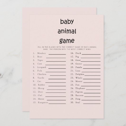Niedlich Text Baby Shooter Baby Degame Pink Einladung (Vorne/Hinten)