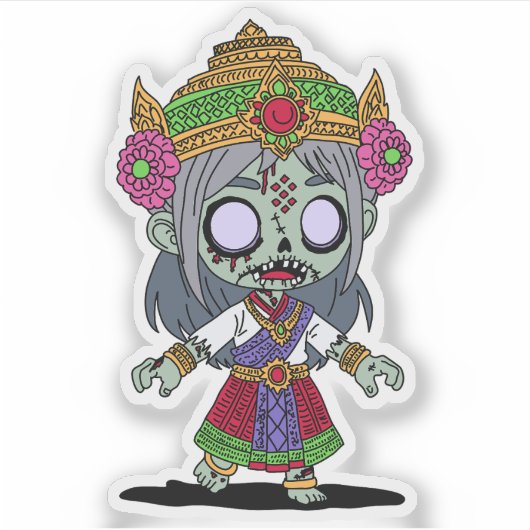 Niedlich Thai Zombie Aufkleber (Vorderseite)
