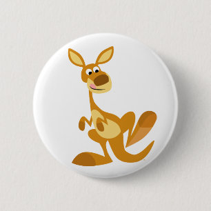 Niedlich Thumping Cartoon Kangaroo Button Abzeiche