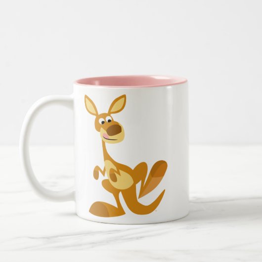 Niedlich Thumping Cartoon Kangaroo Tasse (Links)