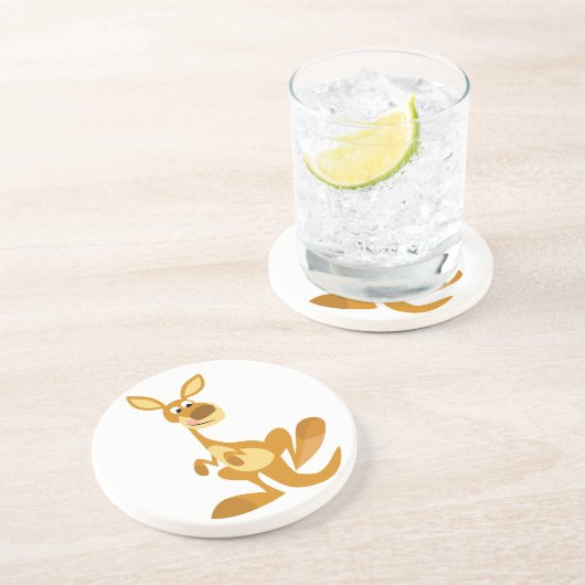 Niedlich Thumping Cartoon Kangaroo Untersetzer (Seite)