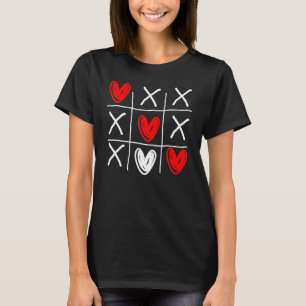 Niedlich Tic Tac Toe Hearts Valentinstag T-Shirt