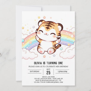 Niedlich Tiger 1. Geburtstag Einladung