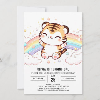 Niedlich Tiger 1. Geburtstag Einladung