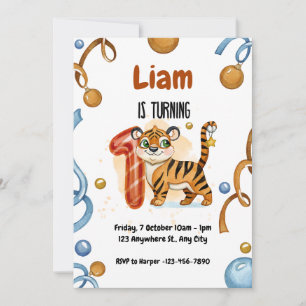 Niedlich Tiger 1. Geburtstagsfeier Party Einladung