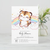 Niedlich Tiger Baby Dusche Einladung (Stehend Vorderseite)