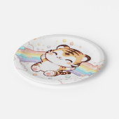 Niedlich Tiger Baby Dusche Pappteller (Schrägansicht)