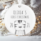 Niedlich Tiger Babys Erste Weihnachten Schwarz-wei Ornament