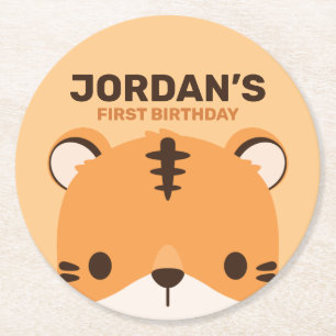 Niedlich Tiger Birthday Runder Pappuntersetzer