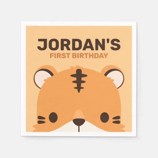 Niedlich Tiger Birthday Serviette (Vorderseite)