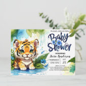 Niedlich Tiger Cubs Kinderdusche Einladung (Stehend Vorderseite)
