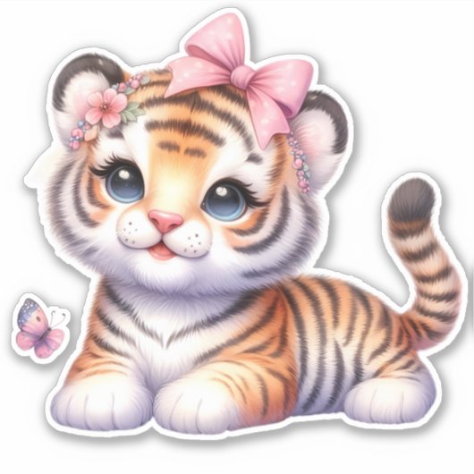Niedlich! Tiger Custom Cut Scrapbooking Sticker (Vorderseite)