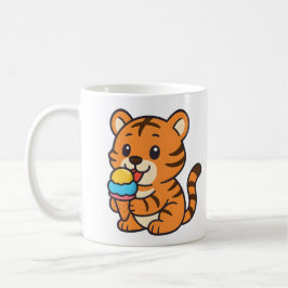 Niedlich Tiger Eating Ice Creme Tasse Adorable Tri