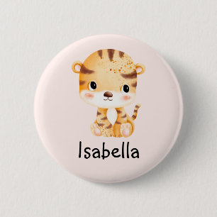 Niedlich Tiger Individuelle Name Personalisiert Ki Button