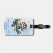 Niedlich Tiger Kid Flug ein Flugzeug Personalisier Gepäckanhänger (Rückseite horizontal)