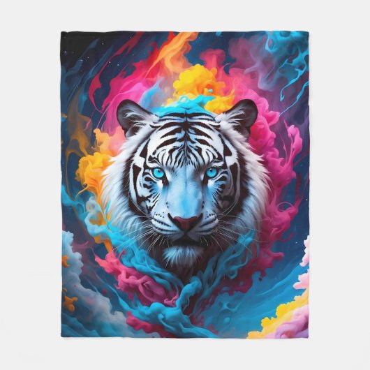 Niedlich Tiger Portrait Fleecedecke (Vorderseite)
