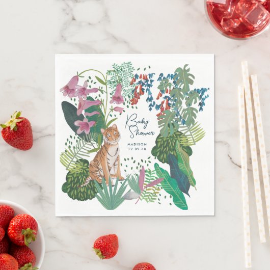 Niedlich Tiger Safari Jungle Neue Babydusche Serviette (Beispiel)