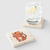 Niedlich Tiger Steinuntersetzer (Seitenansicht)