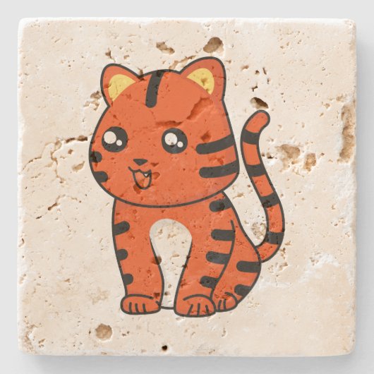 Niedlich Tiger Steinuntersetzer (Vorderseite)