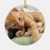 Niedlich Tiger Stripe Kitten Keramik Ornament (Vorne)