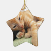 Niedlich Tiger Stripe Kitten Keramikornament (Links)