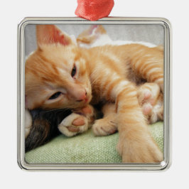 Niedlich Tiger Stripe Kitten Ornament Aus Metall