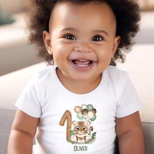 Niedlich Tiger Wild One 1. Geburtstag Junge T - Sh Baby T-shirt