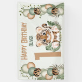 Niedlich Tiger Wild One Boy 1. Geburtstag Banner (Vertikal)