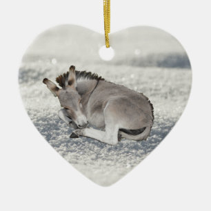 Niedlich Tiny Donkey Foal in Snow Keramik Ornament