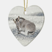 Niedlich Tiny Donkey Foal in Snow Keramik Ornament (Links)