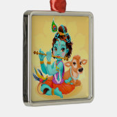 Niedlich Tiny Krishna & Cow Ornament Aus Metall (Rechts)