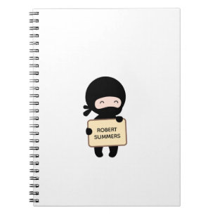 Niedlich Tiny Ninja Holding Sign Individuelle Name Notizblock