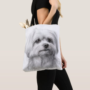 NIEDLICH TINY WHITE MALTESE PUPPY HUND TASCHE