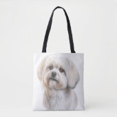 NIEDLICH TINY WHITE MALTESE PUPPY HUND TASCHE (Vorderseite)