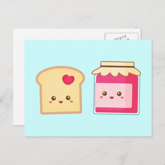Niedlich Toast und Strawberry Jam, die Liebe verbr Postkarte (Vorne/Hinten)