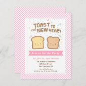 Niedlich Toast zu Neujahr Pun Confetti Party Einladung (Vorne/Hinten)