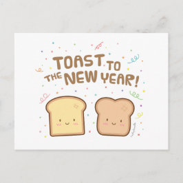 Niedlich Toast zu Neujahr Spaß Gruß Feiertagspostkarte