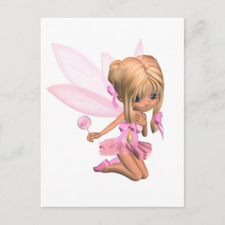 Niedlich Toon Ballerina Fairy in Rosa - Kniestand Postkarte