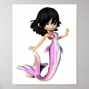 Niedlich Toon Lila Mermaid Poster