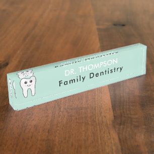 Niedlich Tooth Aquamarin Minze Zahnarzt Namensplakette