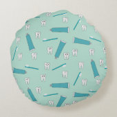 Niedlich Tooth Aquamarin Minze Zahnpasta Zahnbürst Rundes Kissen (Rückseite)