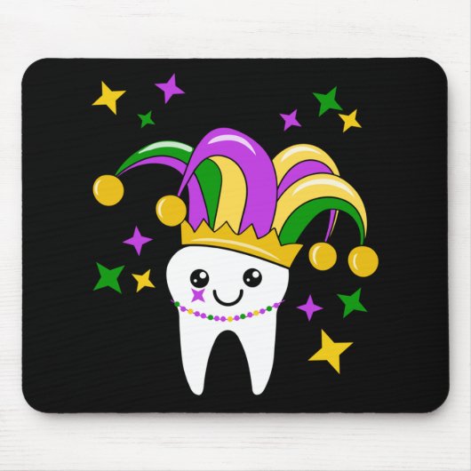 Niedlich Tooth Jester Hat Mardi Gras _ Funny Denti Mousepad (Vorne)