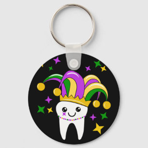 Niedlich Tooth Jester Hat Mardi Gras _ Funny Denti Schlüsselanhänger