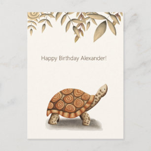 Niedlich Tortoise Brown Personalisiert Geburtstag Postkarte